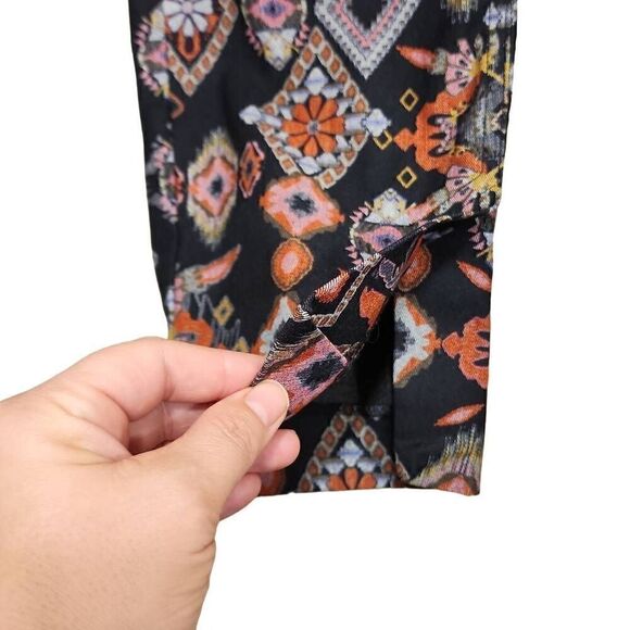Zara Slim Printed Pants Women's Size Medium Straight Leg Side Hem Slits Multicol - Picture 15 of 15